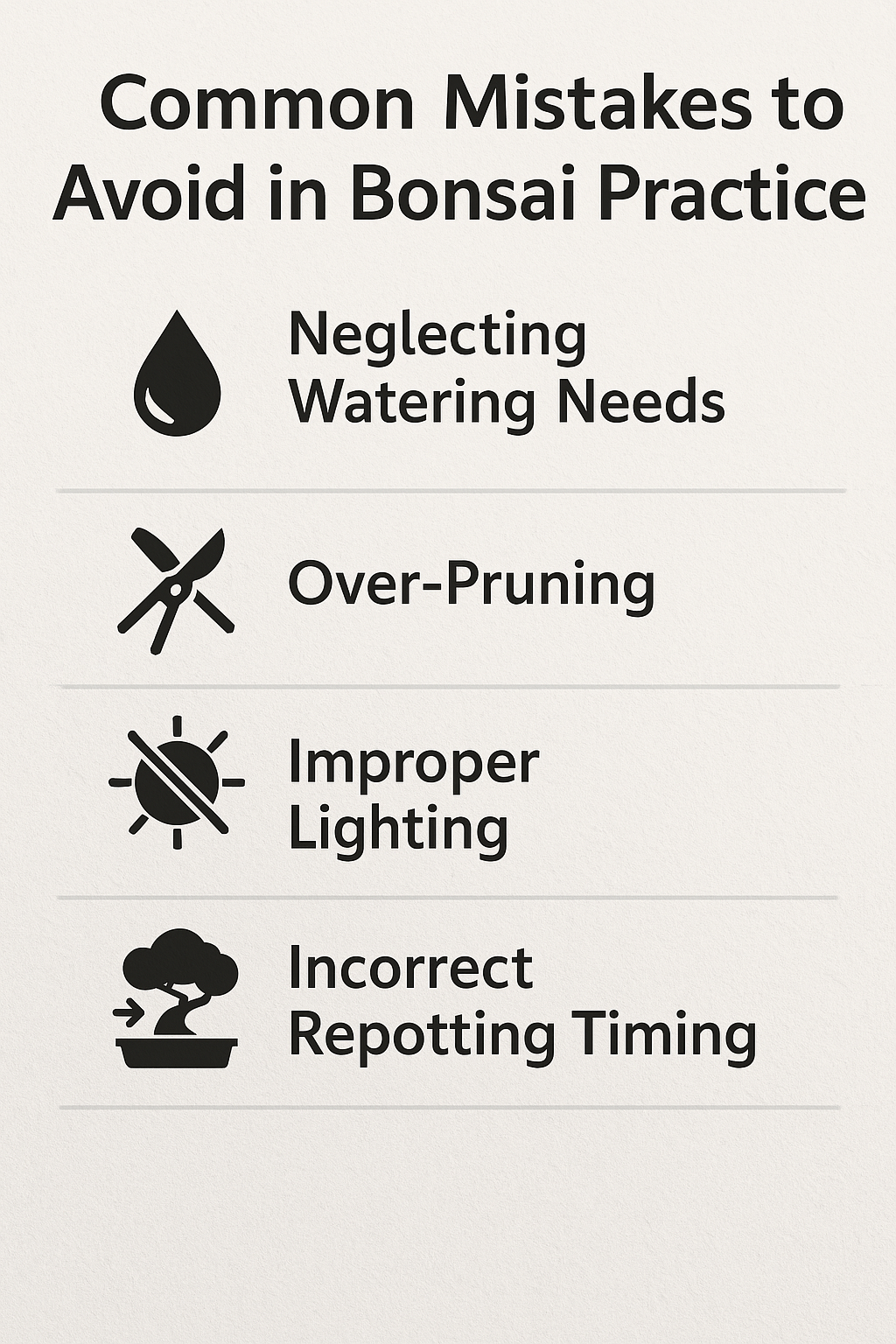 common mistakes to avoid in bonsai practice