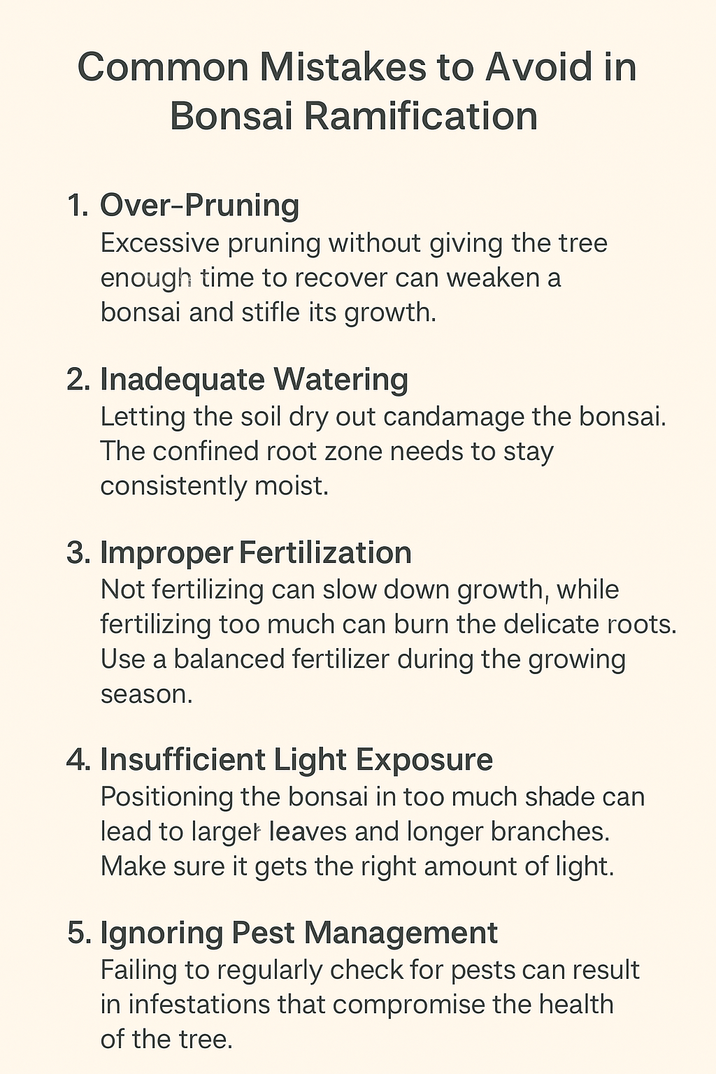 common mistakes to avoid in bonsai ramification
